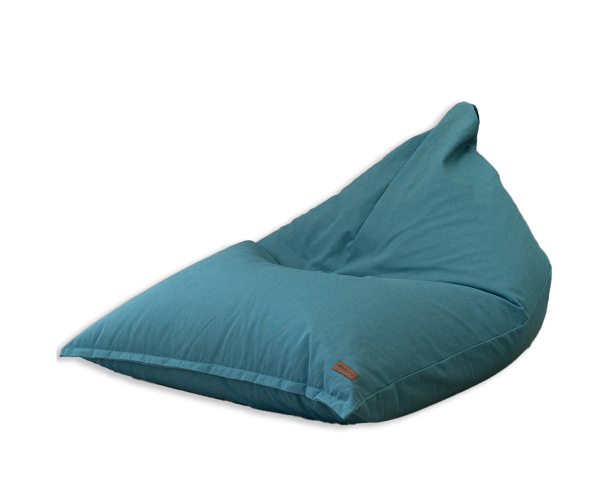 Green  Triangle Beanbag Chair - for Adults, Children & Teenagers - Washed Canvas - for Indoor Use