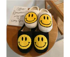 Retro Smiling Face Soft Plush Comfy Warm Slip-on Slippers For Couples Winter Warm Indoor Supply - Black