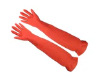 Cleaning Gloves55cm Kitchen Dish Washing Waterproof Non-slip Long Sleeve Latex Cleaning Gloves1pair, Orange)