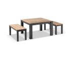 Outdoor Balmoral Low Dining Coffee Table With 4 Bench Seats - Outdoor Aluminium Dining Settings - Charcoal Aluminium