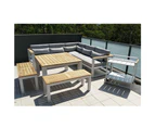 Outdoor Balmoral Outdoor Aluminium Lounge And Dining Setting With Bar Cart - Outdoor Aluminium Lounges - White with Textured Grey