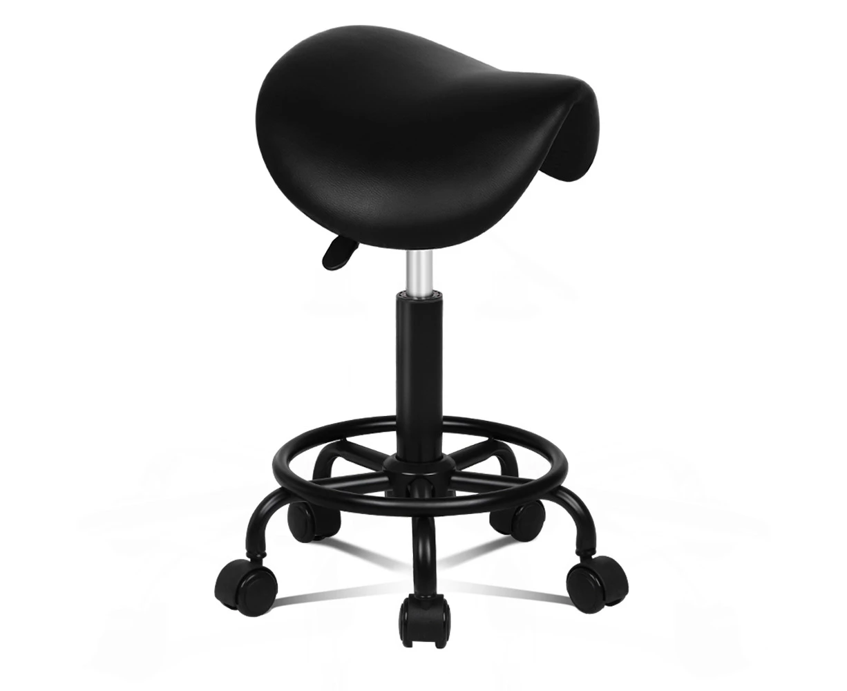 ALFORDSON Salon Stool Saddle Swivel Barber Hair Dress Chair Sierra All Black