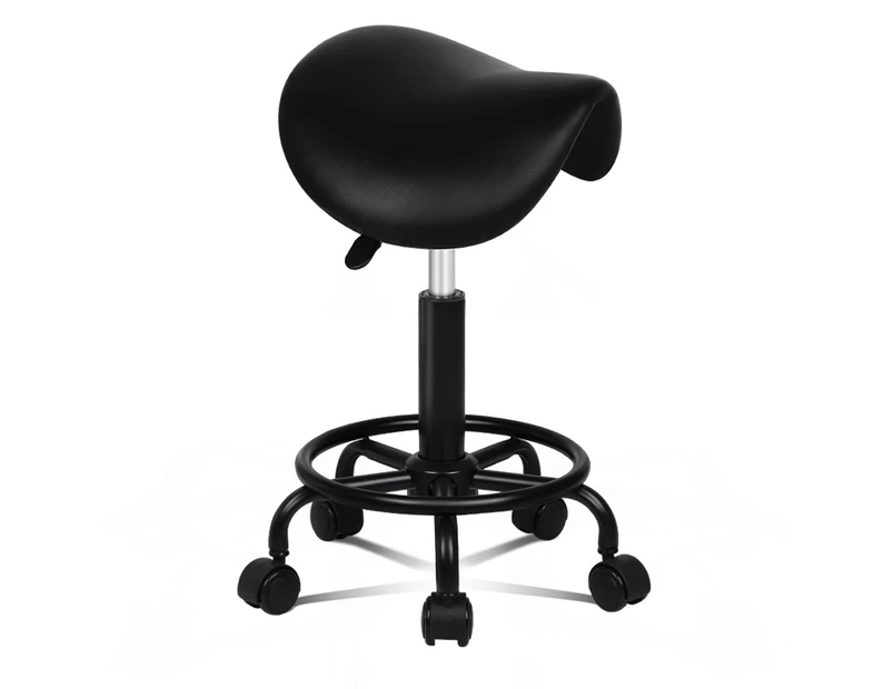 ALFORDSON Salon Stool Saddle Swivel Barber Hair Dress Chair Sierra All Black