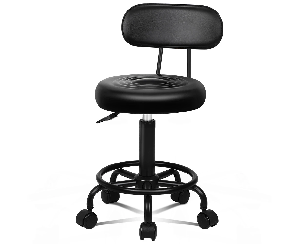 ALFORDSON Salon Stool Round Swivel Barber Hair Dress Chair Declan All Black