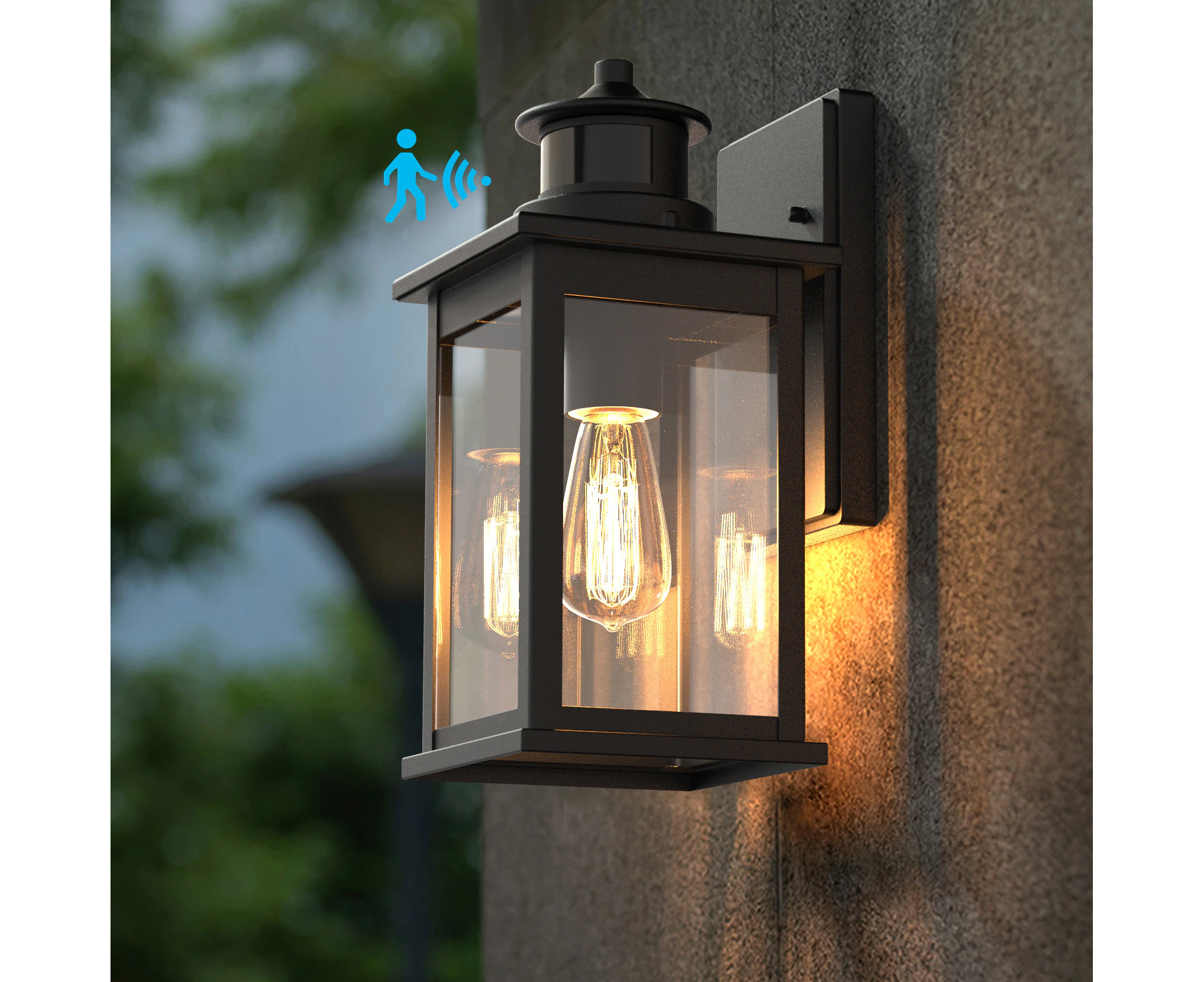 IKO Outdoor Sensor Lamp Exterior Wall Light IP44 E27 with 25W Vintage Bulb