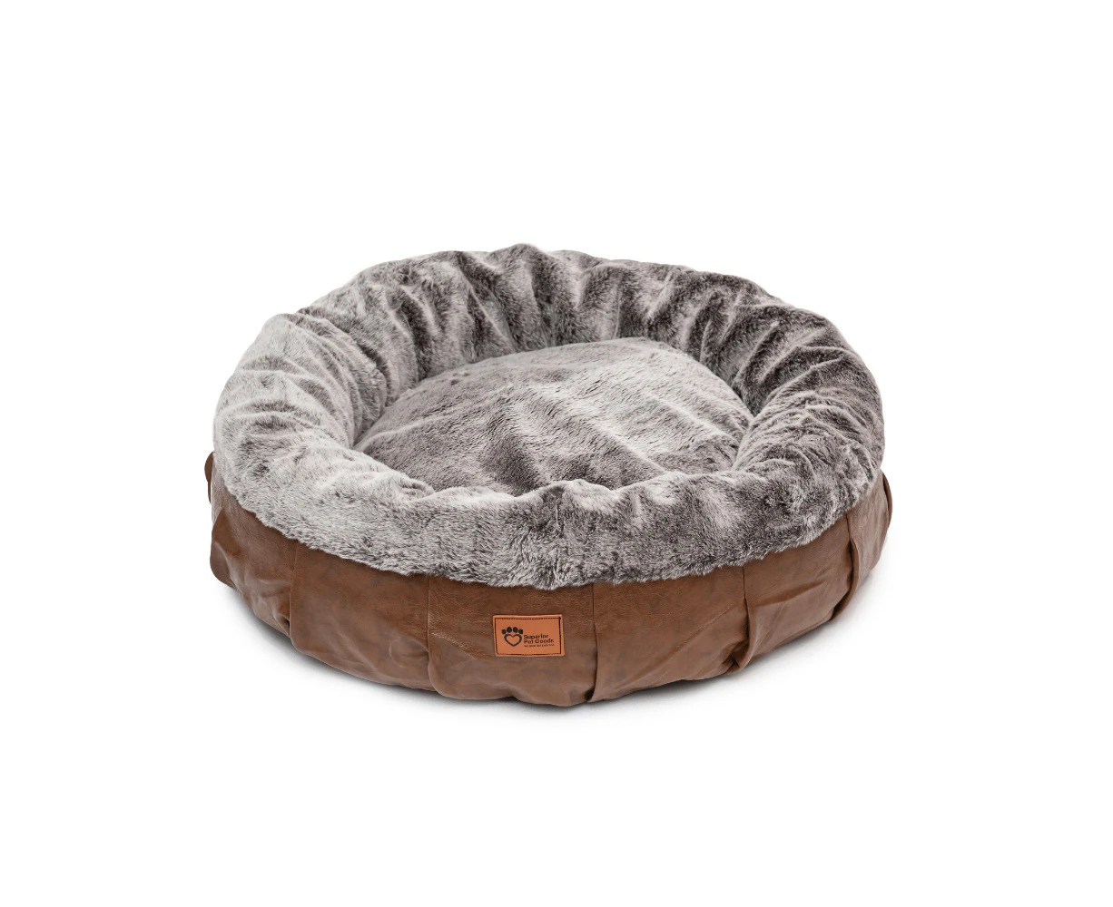 Superior Pet Plus Harley Pet/Dog Bed PU/Faux Leather Faux Rabbit Fur Medium 60cm