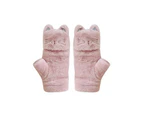 Cartoon Cat Gloves Cute Plush Gloves Flip- Cover Fingerless Warm Mittens Student Soft Gloves Women Girls 1 Pairpink