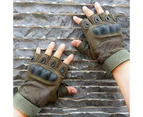 Half Finger Gloves Tactical Men's Sports Mountaineering Fitness Cycling Combat Protective Shell Training Gloves (1 Pair, Green)