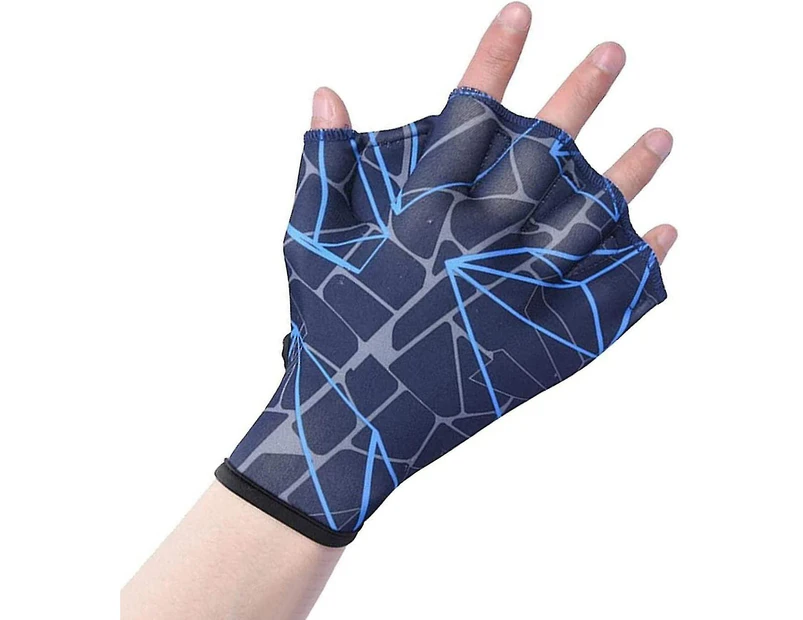 Nylon Swimming Gloves Aqua Swimming Mesh Gloves Aqua Training Hand Mesh Gloves (black Blue) (2pcs)
