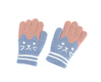 Kids Winter Warm Gloves Knitted Cute Cat Design Gloves Full Finger Stretchy Gloves For  Boys And Girls4setmulti-color