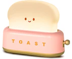 1pcs Creative Toast Night Light, Led Bread Maker Night Light, Usb Charging, Dimming Bedroom Bedside Sleep Light,Pink