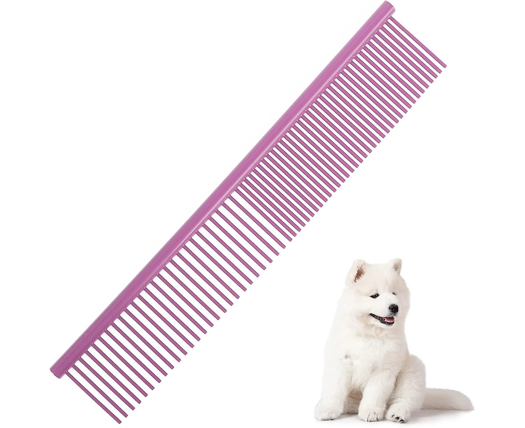 Dog Comb, Stainless Steel Pet Comb Dog Grooming Comb, Rounded Teeth Pet Combs(pink,1pcs)