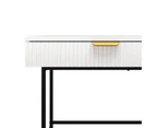 Kina White & Black Solid Wood 140cm Ripple Slatted Desk