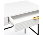 Kina White & Black Solid Wood 140cm Ripple Slatted Desk