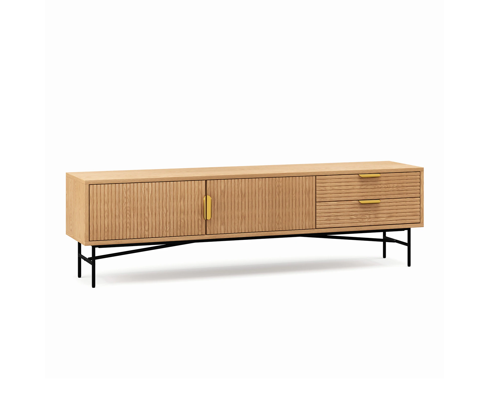 Kina Natural 180cm Ripple Slatted TV Entertainment Unit in Oak Wood