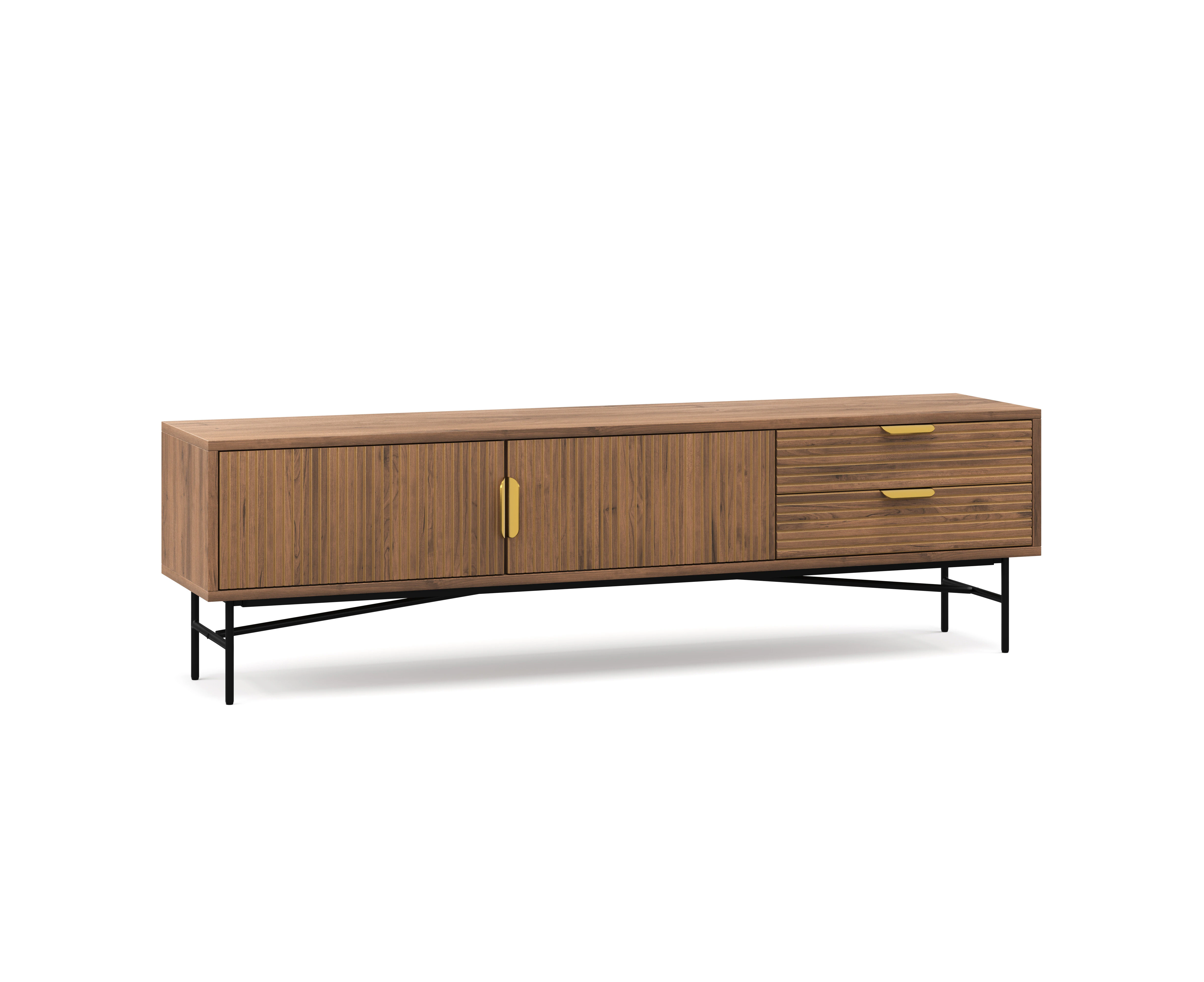 Kina Light Walnut 180cm Ripple Slatted TV Entertainment Unit in Oak Wood