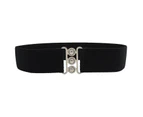 Belts For Women Vintage Elasticated Belt Retro Nurse Belt Elastic Black Corset Belt Waist Buckle Wide Belt2pcsblack+white