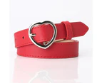 Fashion Women Pu Leather Belt With Heart Shaped Buckle For Casual Dresses Jeans Pants Dresses1pcsred