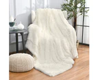 Super Soft Shaggy Longfur Faux Fur Blanket, Fuzzy Throw Blanket for Bed,  Washable Warm Furry Throw Blanket for Couch Sofa Chair Home Decor, 51"x63"Beige