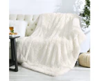 Super Soft Shaggy Longfur Faux Fur Blanket, Fuzzy Throw Blanket for Bed,  Washable Warm Furry Throw Blanket for Couch Sofa Chair Home Decor, 51"x63"Beige
