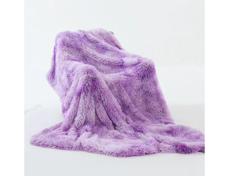 Tie-dye Blanket, Sofa Rainbow Blanket, Winter Double-layer Gift Plush Blanket, Crystal Blanket 130x160cm,Purple