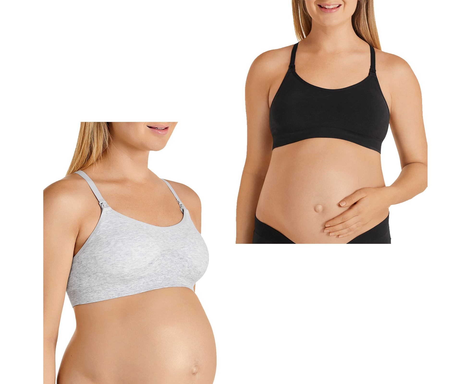 2x Bonds Maternity Nursing Breastfeeding Pregnancy Crop Bra Black Grey