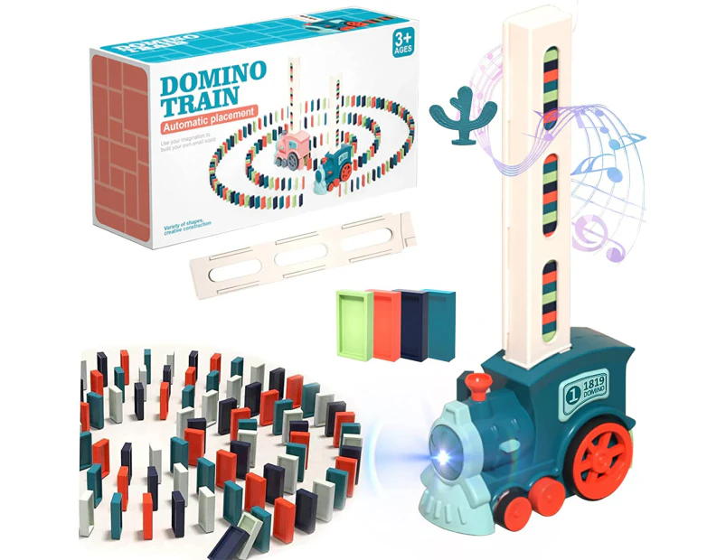 Domino Train Blocks Set Building And Stacking Toy Creatives Toys Domino Train Blocks Set For Kids，Blue