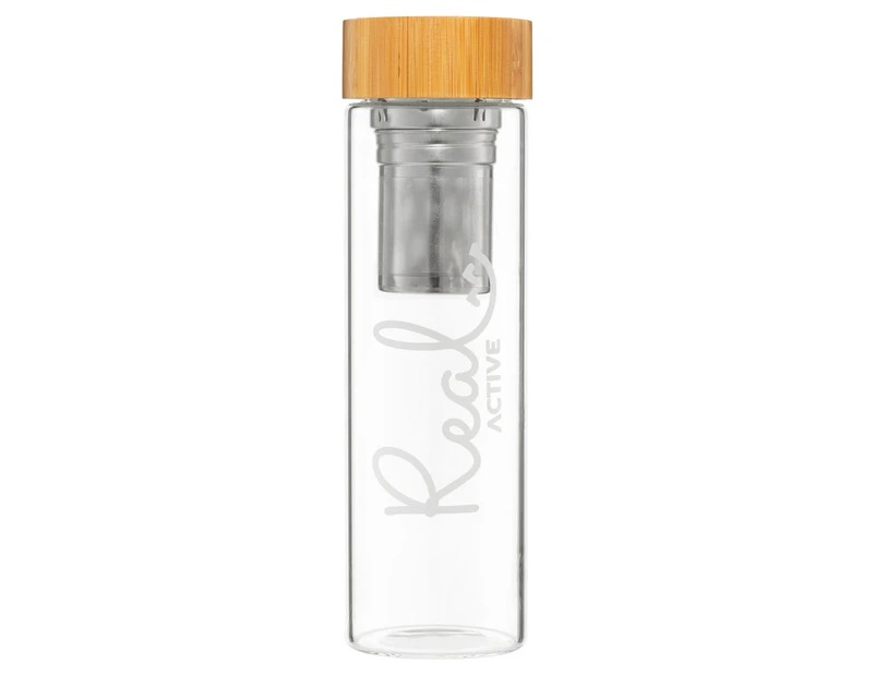 Real Active Glass Water Bottle With Infuser 650mL