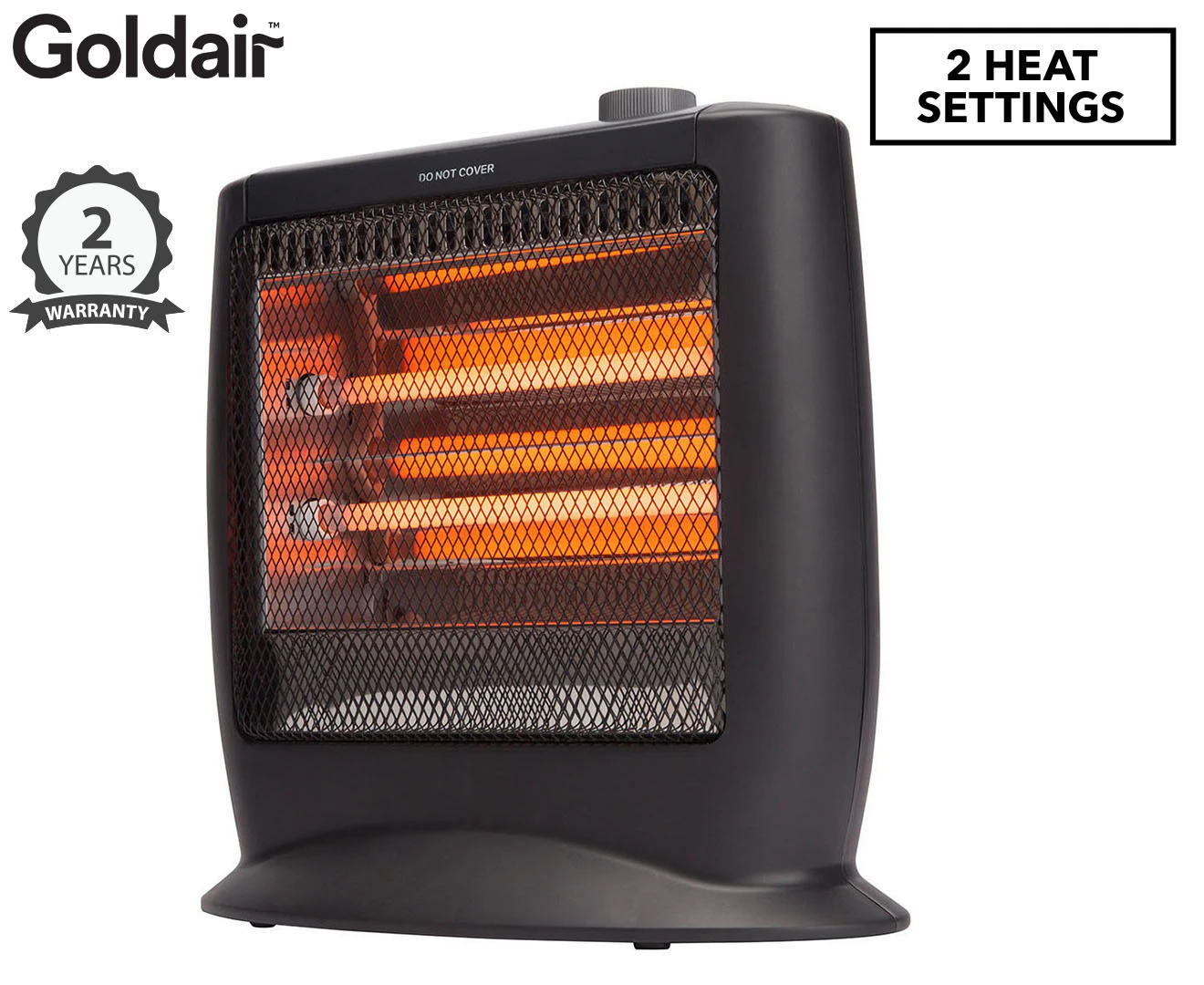 Goldair 35cm Select 2 Bar 800W Radiant Heater Home/Room/Lounge Heating Charcoal