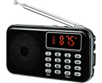 Black-YMDJL Portable FM Radio,Mini Digital Radio Music Player with Speaker Support Micro SD/TF Card/USB, Auto Scan Save, No AM (Blue)