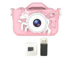 Cute cartoon children's digital camera fall proof-Unicorn pink