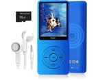 Blue-MP3 Player, Music Player with 16GB Micro SD Card, Build-in Speaker/Photo/Video Play/FM Radio/Voice Recorder/E-Book Reader, Supports up to 128GB