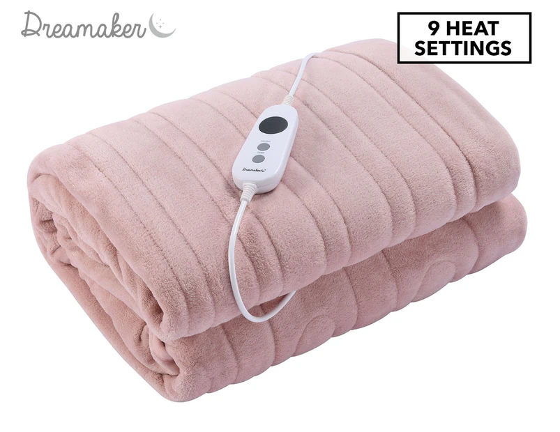 Dreamaker 200x180cm Coral Fleece Heated Throw - Blush Pink