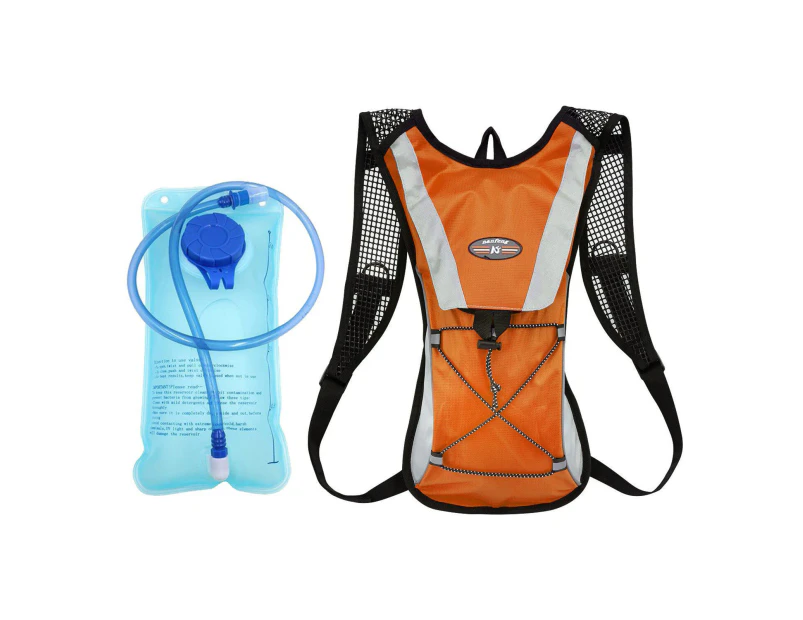Hiking Camping Cycling Running Hydration Pack Backpack Bag-Orange + 2L Water Bladder