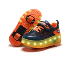 Roller Shoes with Wheels for Boys Girls Kids Skates Sneakers LED Light Rechargeable - Orange