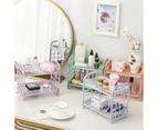 Desktop Rack Cosmetic Storage Holder, 2-Tier Multifunctional Plastic Shelf Makeup Organizer-green