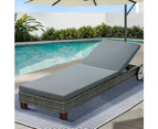 Gardeon Sun Lounge Wicker Lounger Day Bed Wheel Patio Outdoor Furniture Setting