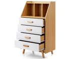 Giantex 4-Drawer Dresser 3-Cube Chest of Drawers w/Countertop Wood Storage Organizer Unit  Natural