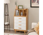 Giantex 4-Drawer Dresser 3-Cube Chest of Drawers w/Countertop Wood Storage Organizer Unit  Natural