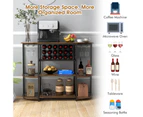 Giantex Industiral Wine Rack Table Coffee Bar Cabinet Glass Holder Kitchen Storage Shelves Stand, Rustic Brown
