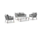 Outdoor Silas Outdoor Ivory Rope Lounge Setting With Coffee Table - Outdoor Dining Settings