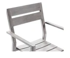 Outdoor Aged Teak Look Santorini Aluminium Dining Chair - Outdoor Aluminium Chairs - Aged Teak Look with Denim Grey