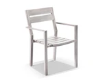 Outdoor Aged Teak Look Santorini Aluminium Dining Chair - Outdoor Aluminium Chairs - Aged Teak Look with Denim Grey