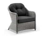 Outdoor Plantation Outdoor Wicker Lounge Arm Chair - Outdoor Lounges - Brushed Grey Wicker with Denim