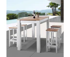 Outdoor Balmoral 4 Seater Teak Top And Aluminium Patio Bar Setting - Outdoor Aluminium Chairs - White Aluminium