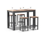 Balmoral 4 Seater Teak Top and Aluminium Patio Bar Setting - Outdoor Aluminium Chairs - Charcoal