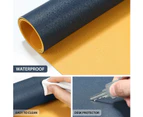 Navy Blue/Yellow-Desk Pad Desk Protector Mat - Dual Side PU Leather Desk Mat Large Mouse Pad, Writing Mat Waterproof Desk Cover Organizers Office Home