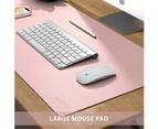 Rose Pink/Silver-Desk Pad Desk Protector Mat - Dual Side PU Leather Desk Mat Large Mouse Pad, Writing Mat Waterproof Desk Cover Organizers Office Home