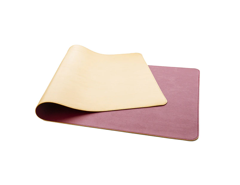Red+dark orange-Leather Desk Pad Protector,Non-Slip Office Desk Mouse Pad, Waterproof ，Free bandage- 60 x 40cm