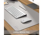 Gray/Silver-Desk Pad Desk Protector Mat - Dual Side PU Leather Desk Mat Large Mouse Pad, Writing Mat Waterproof Desk Cover Organizers Office Home Tabl